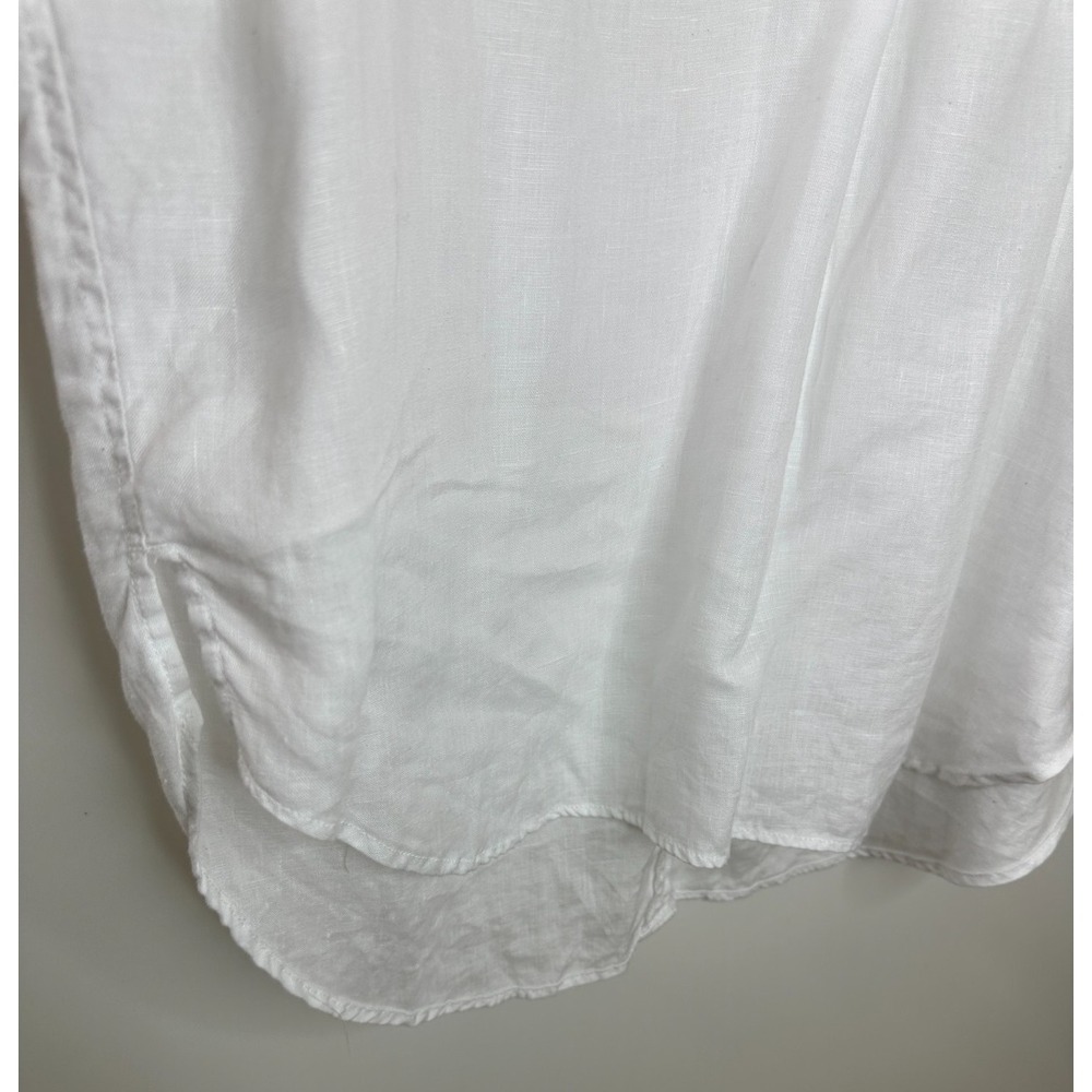 Marks & Spencer M&S Pure Linen V-Neck Popover Top White US Size 10 Lagonlook - Picture 5 of 11